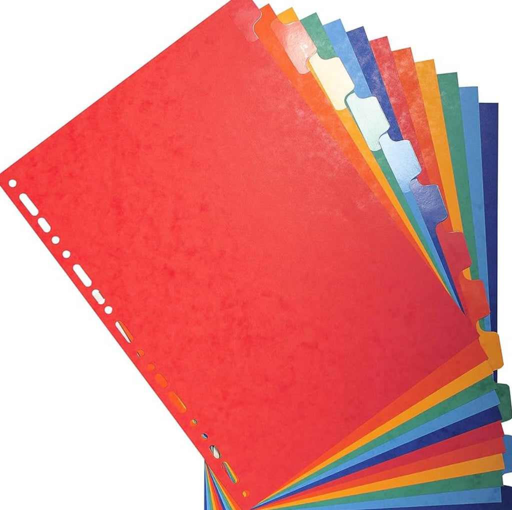 Set de 6 separadores de cartulina con pestañas de color