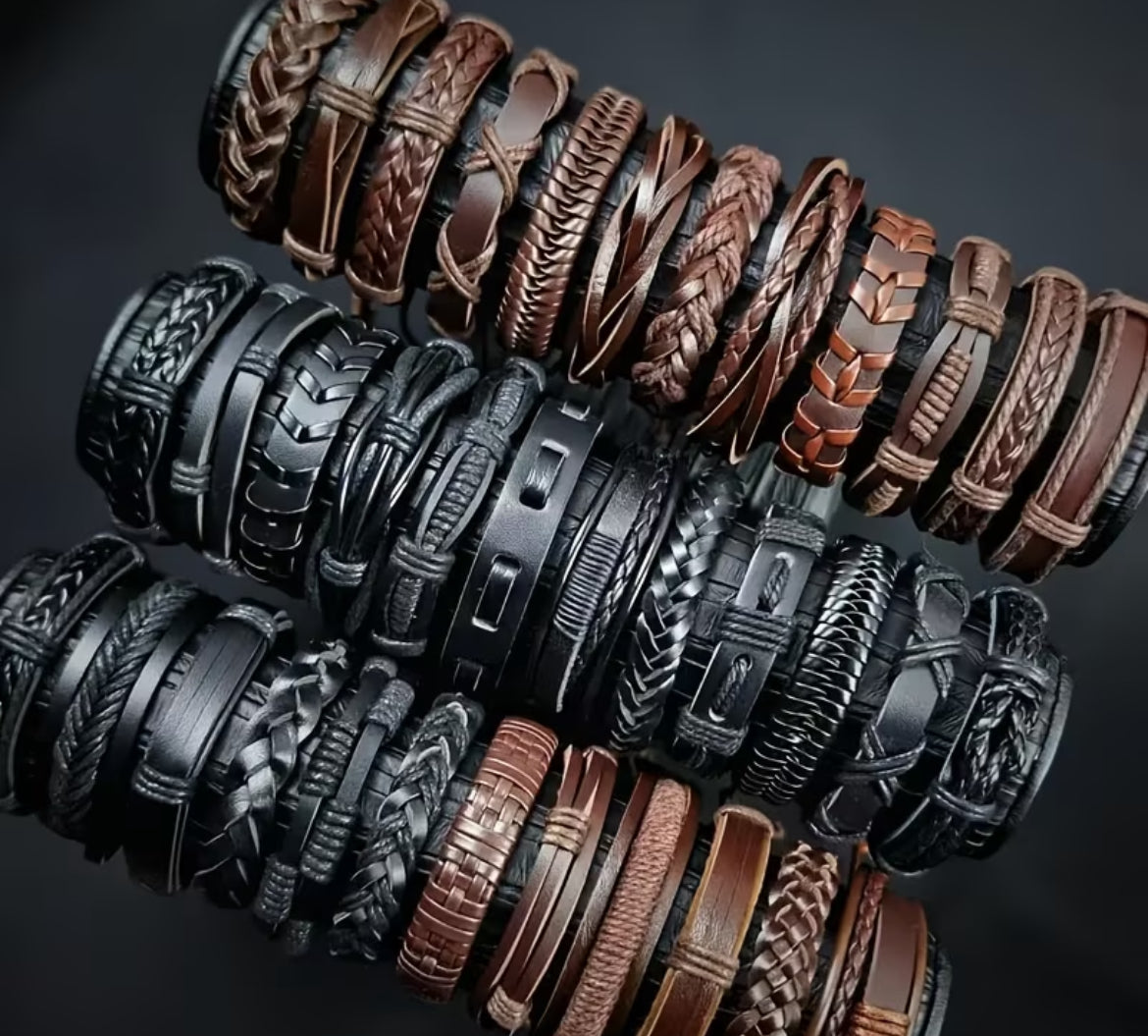 Pulsera de cuero artesanal masculina