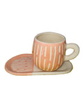 Taza con plato naranja