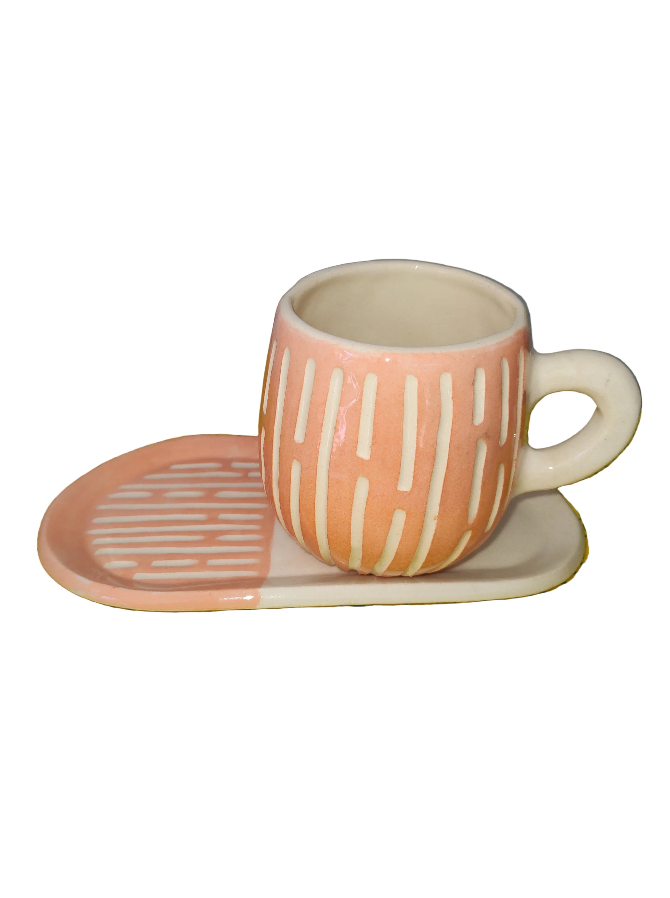 Taza con plato naranja